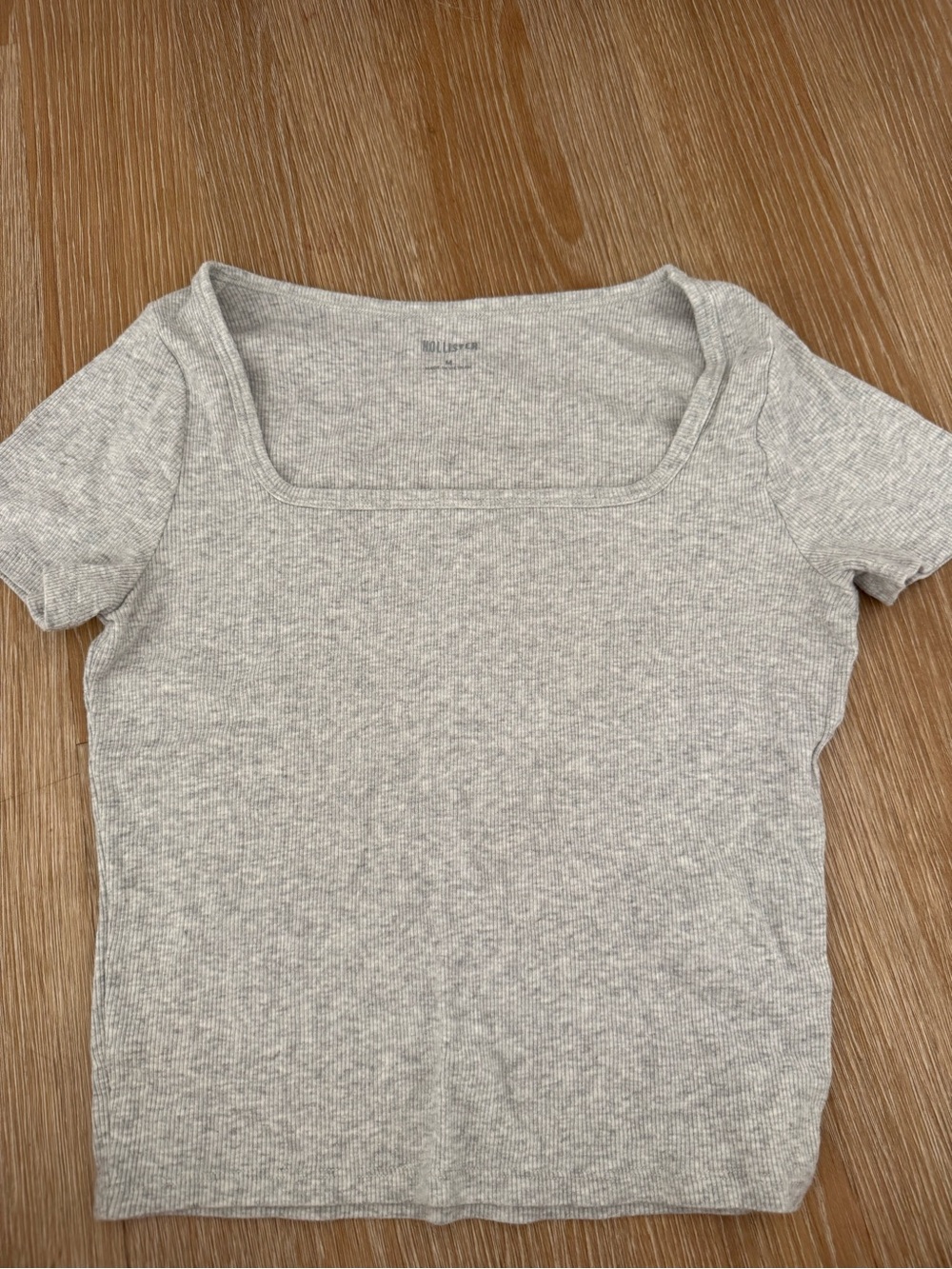 Hollister Women’s tight Square Neck Ribbed Top - Gray